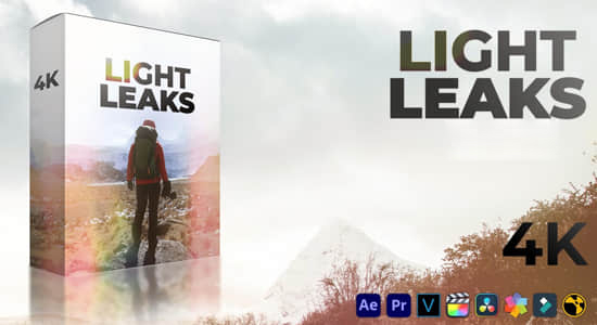 4K视频素材-漏光耀眼炫光闪烁叠加动画共61个镜头 Light Leaks