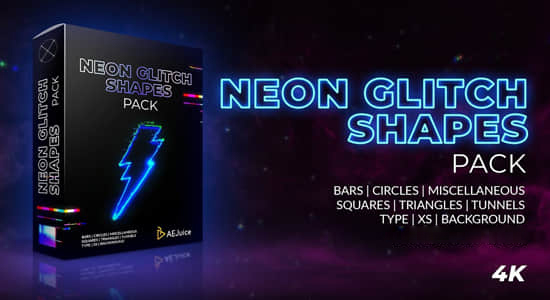 4K视频素材-赛博朋克霓虹发光图形故障闪烁循环动画