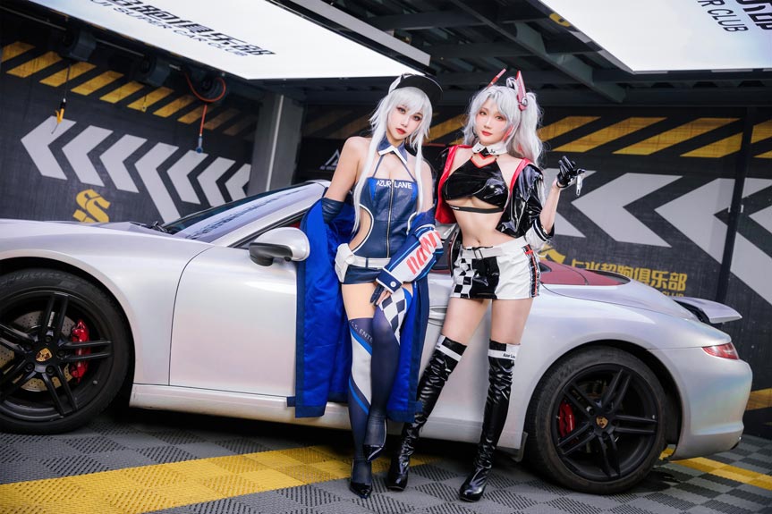 Momoko葵葵&瓜希酱 碧蓝航线 欧根赛车女郎