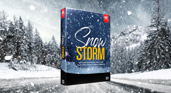 4K视频素材-100个寒冷冬日暴风雪下雪飘舞特效动画