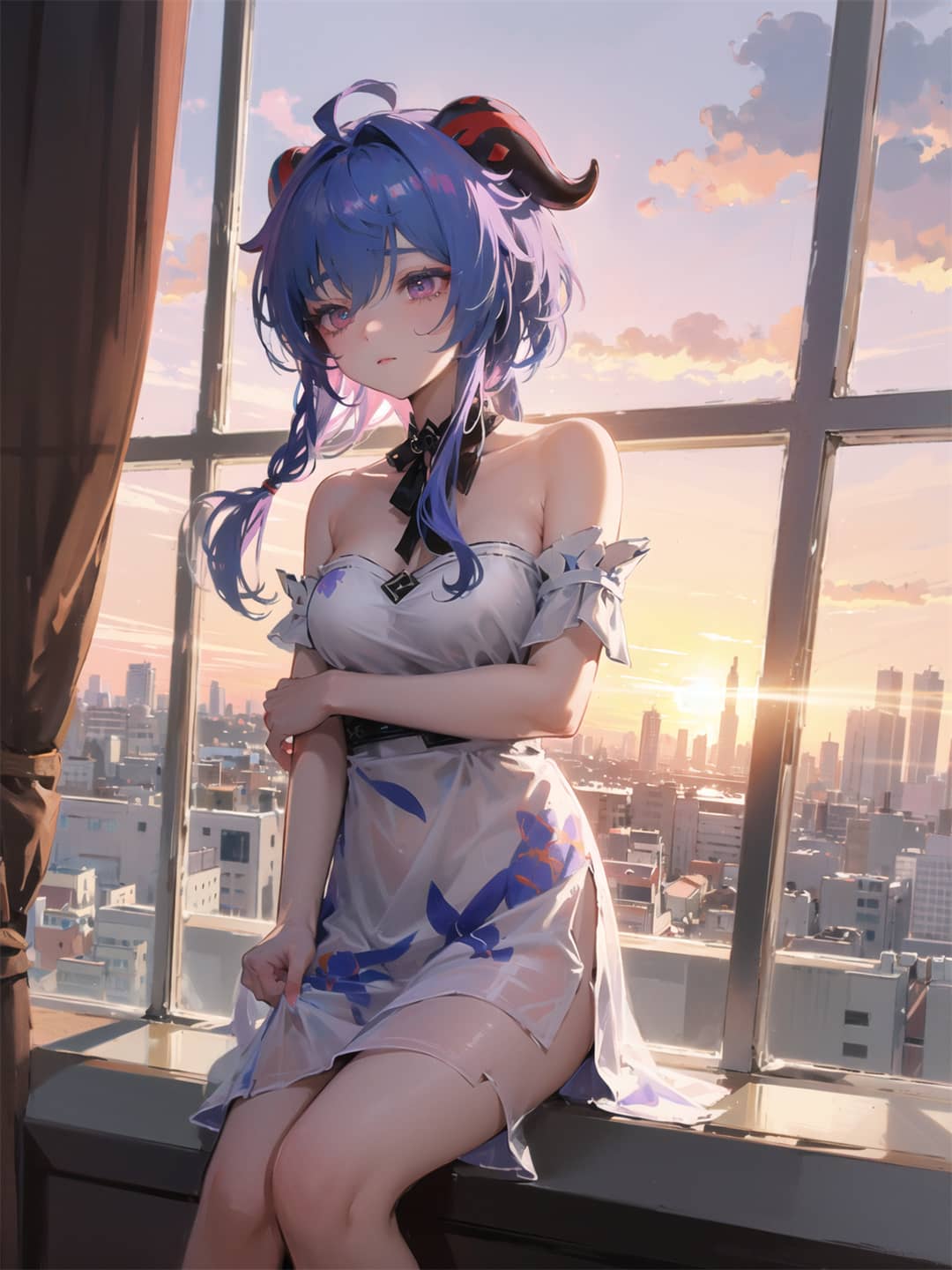 AI生成 原神 甘雨 露肩