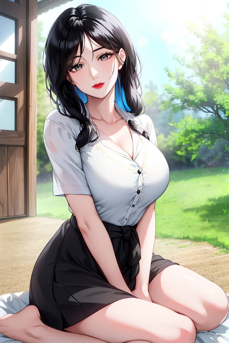 AI生成 连衣裙小姨3 神里家的大小姐，优雅又端庄