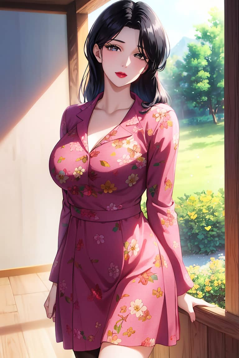 AI生成 连衣裙小姨3 神里家的大小姐，优雅又端庄