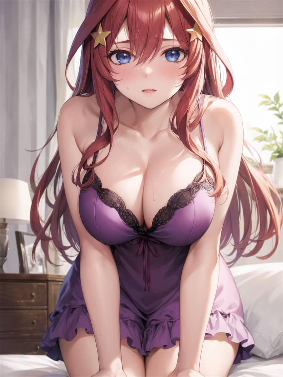 AI绘画 五等分的新娘 中野五月 睡衣 内衣 枕头