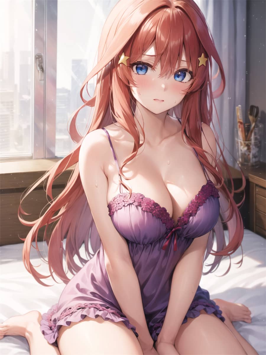 AI绘画 五等分的新娘 中野五月 睡衣 内衣 枕头