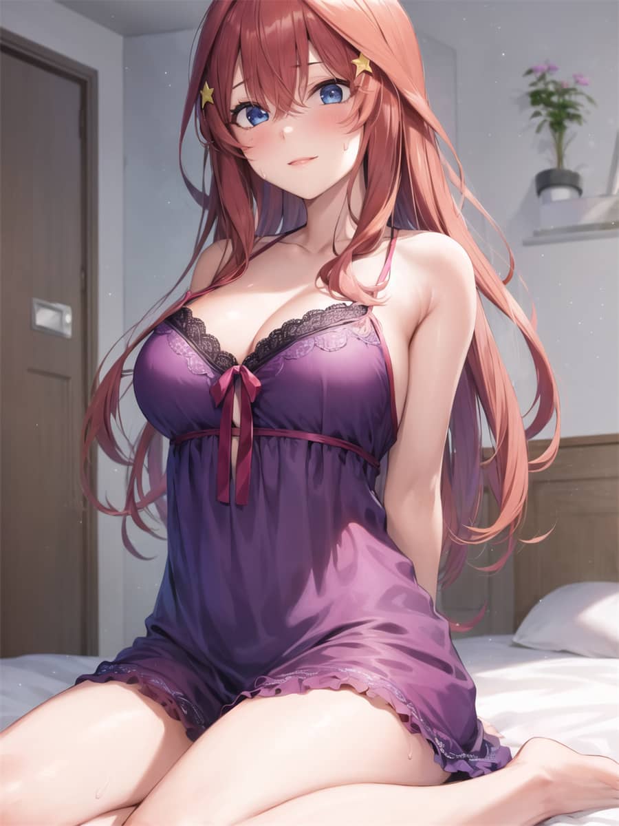 AI绘画 五等分的新娘 中野五月 睡衣 内衣 枕头