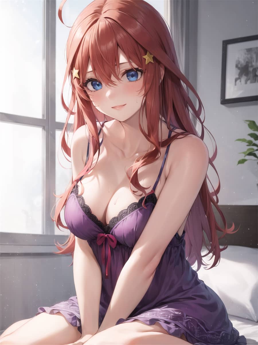 AI绘画 五等分的新娘 中野五月 睡衣 内衣 枕头