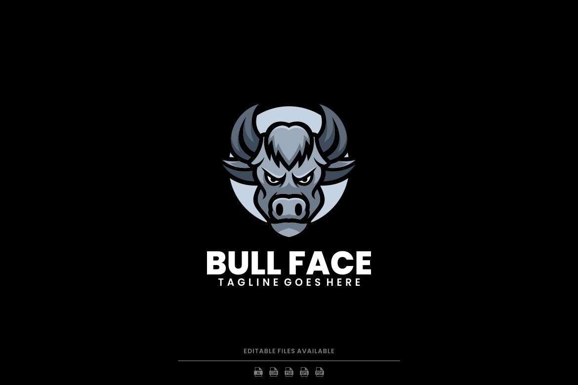 牛魔王吉祥物简单标志模板 Bull Face Simple Mascot Logo