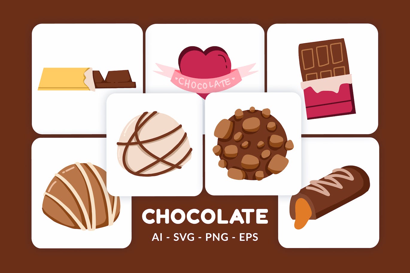 巧克力矢量插画v.1 Chocolate Vector Illustration v.1