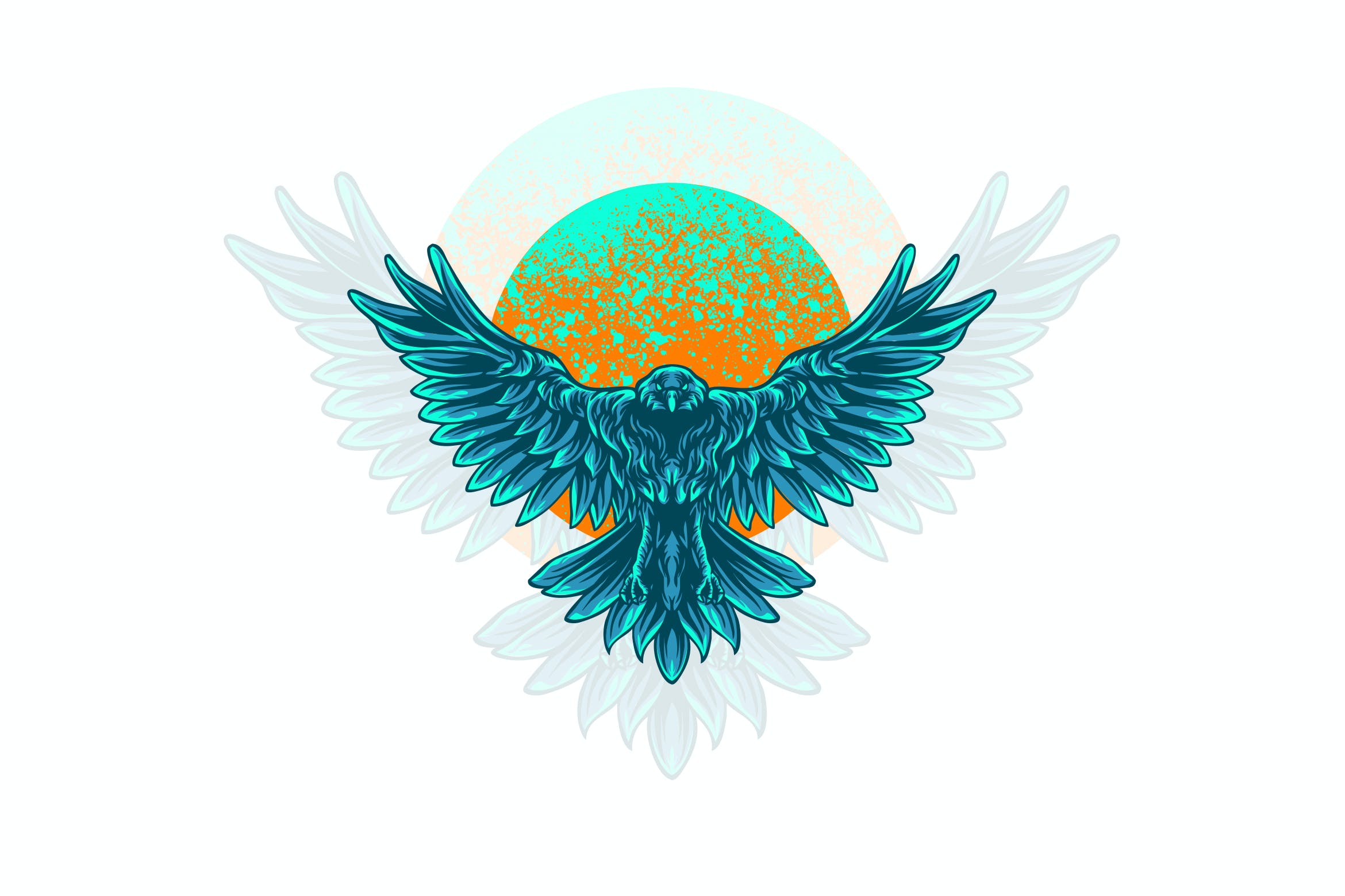 展翅乌鸦动物徽章插画 raven animal illustration-1 展翅乌鸦动物徽章插画 raven animal illustration