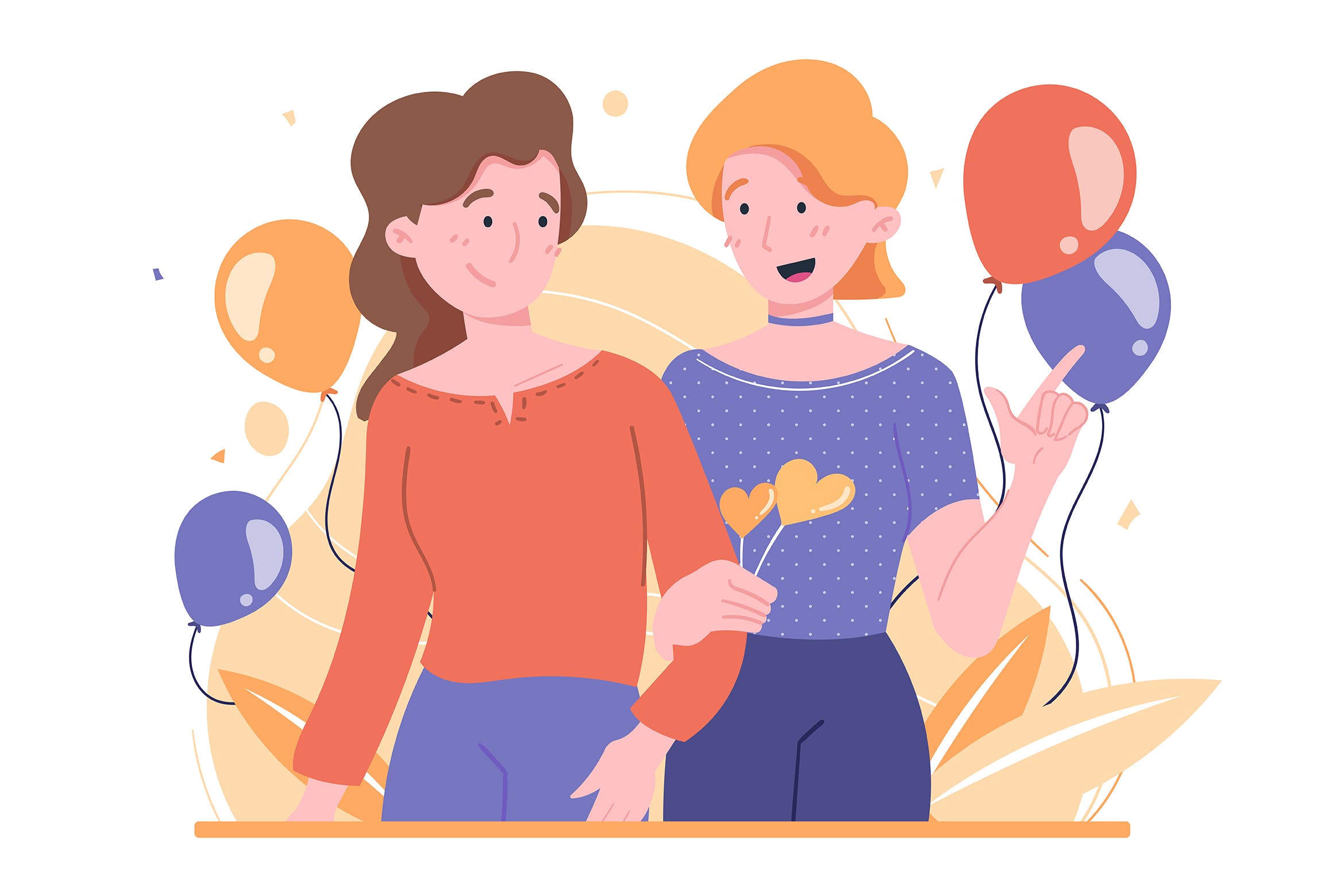 闺蜜朋友扁平插画 Best Friend – Flat Illustration