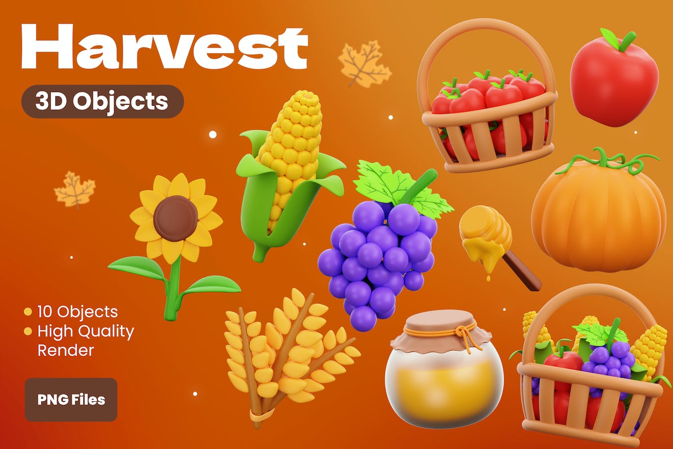 丰收食品3D插画 Harvest 3D Illustrations