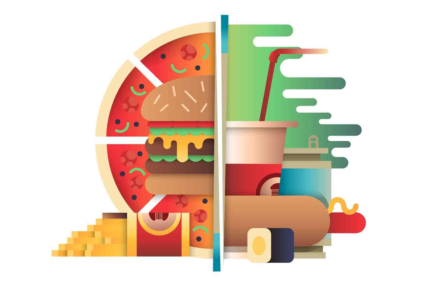 西式快餐食品设计矢量插画 Fast Food Design