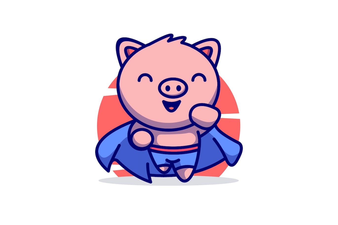 超级英雄小猪Logo插画 Superhero piglet illustration-1 超级英雄小猪Logo插画 Superhero piglet illustration