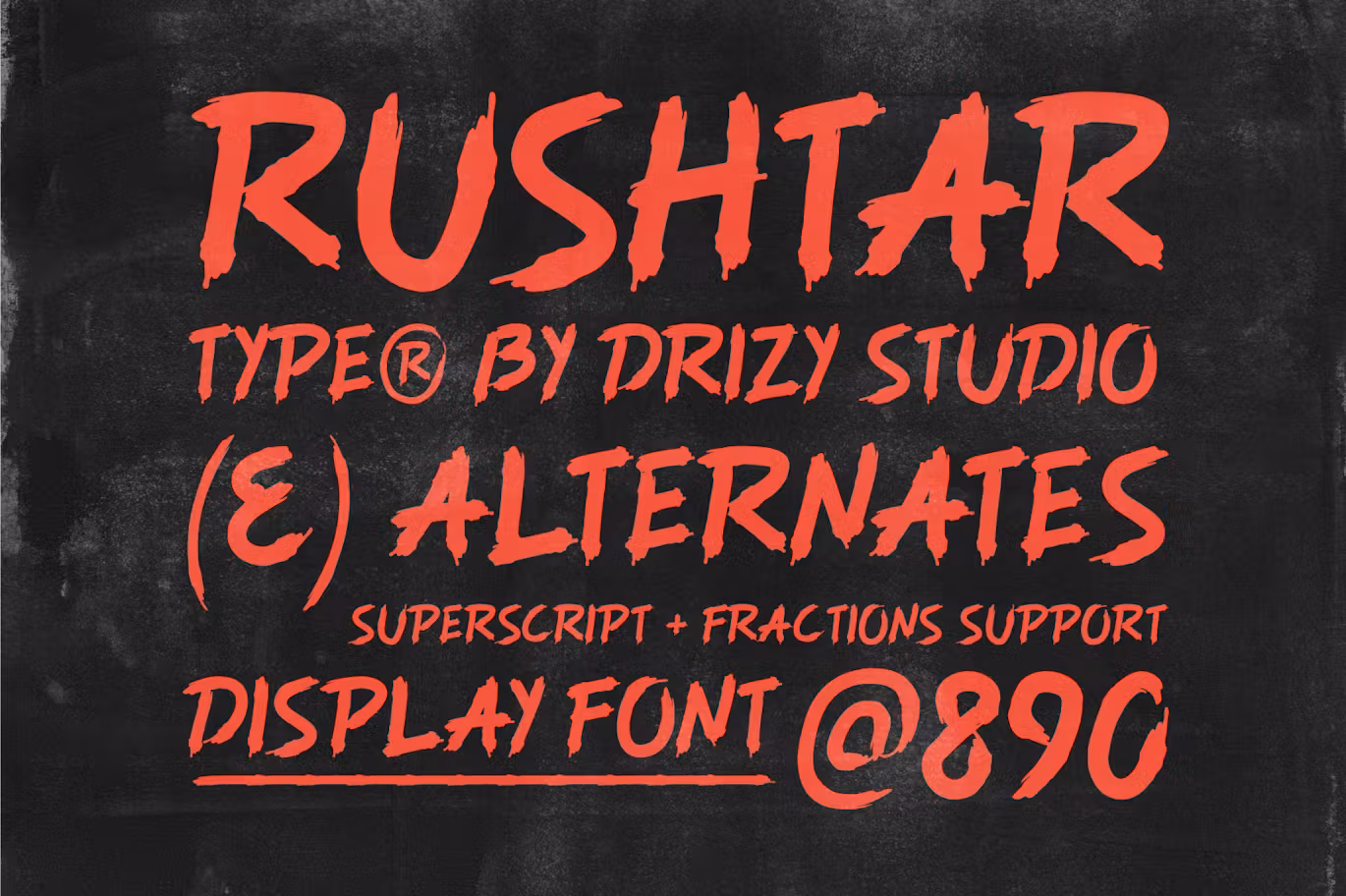 富含想象力设计的笔刷效果英文字体 Rushtar - Brush Grunge Typeface