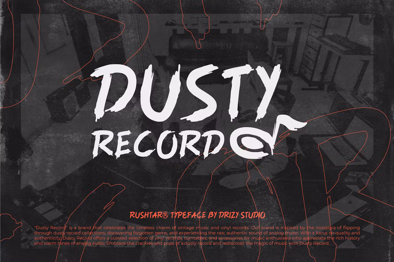 富含想象力设计的笔刷效果英文字体 Rushtar - Brush Grunge Typeface