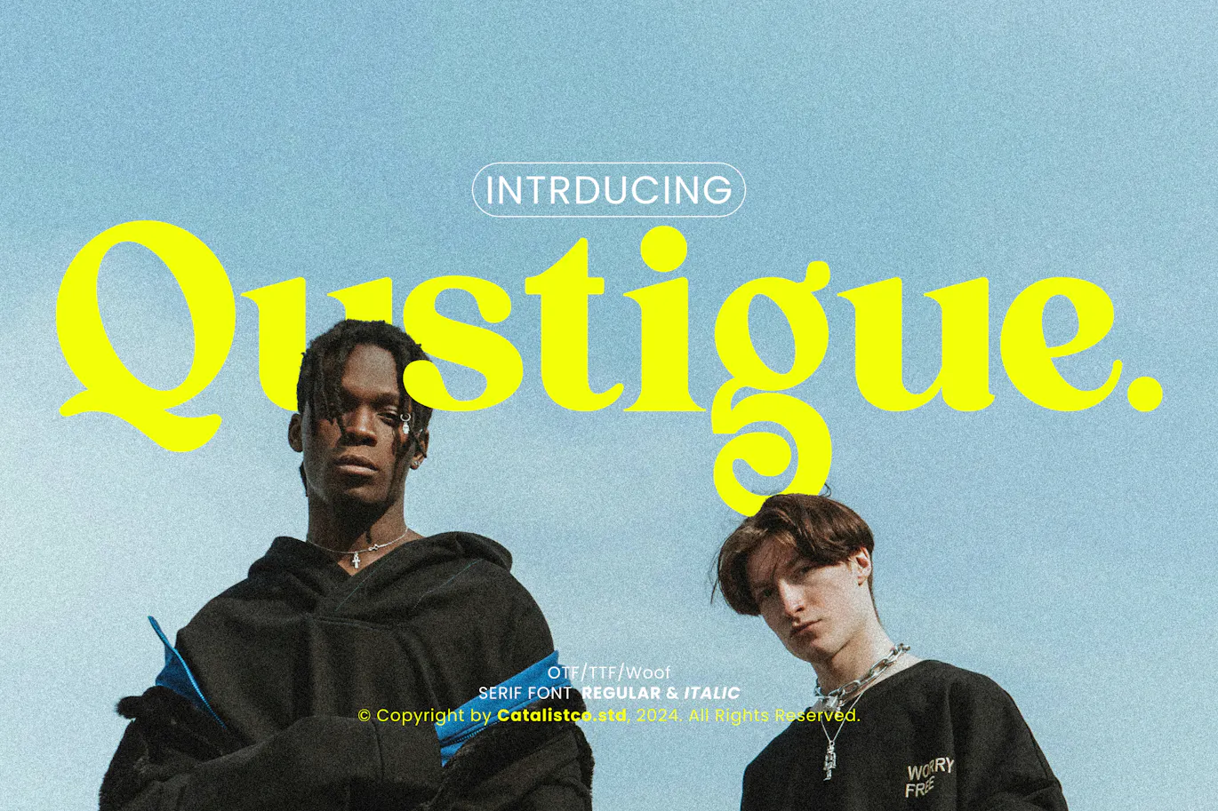 一款非常适合用制作报价文本、徽标的英文字体 Qustigue Serif Font