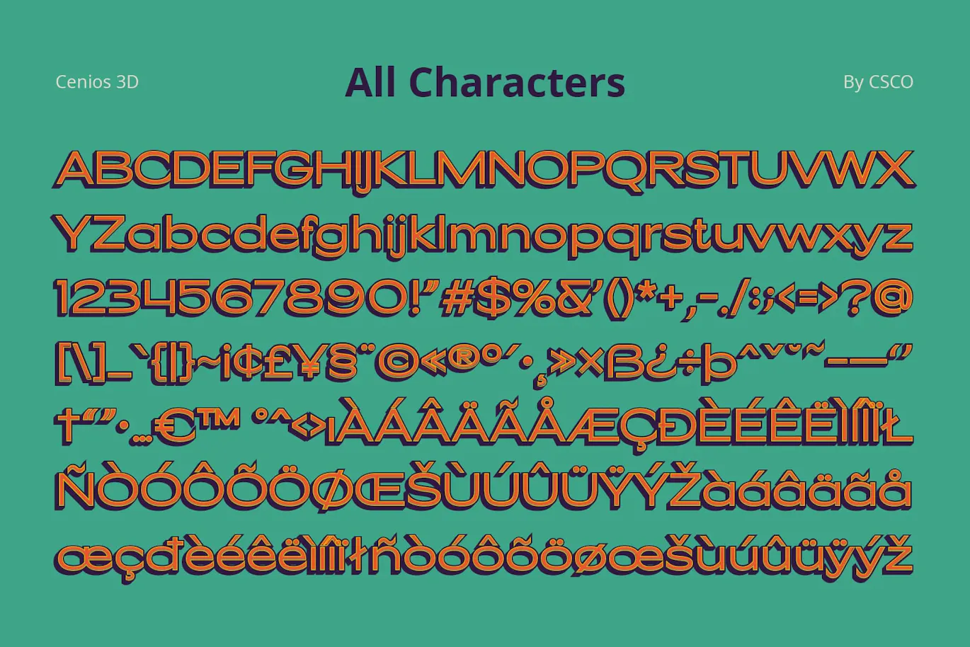 3D效果无衬线风格英文字体 - Cenios 3D