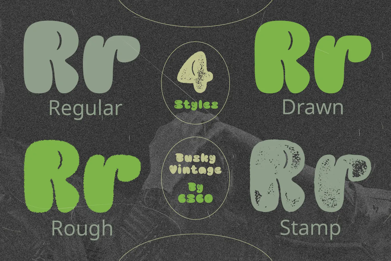 涂鸦纹理的英文泡泡气球装饰字体 - Busky Vintage