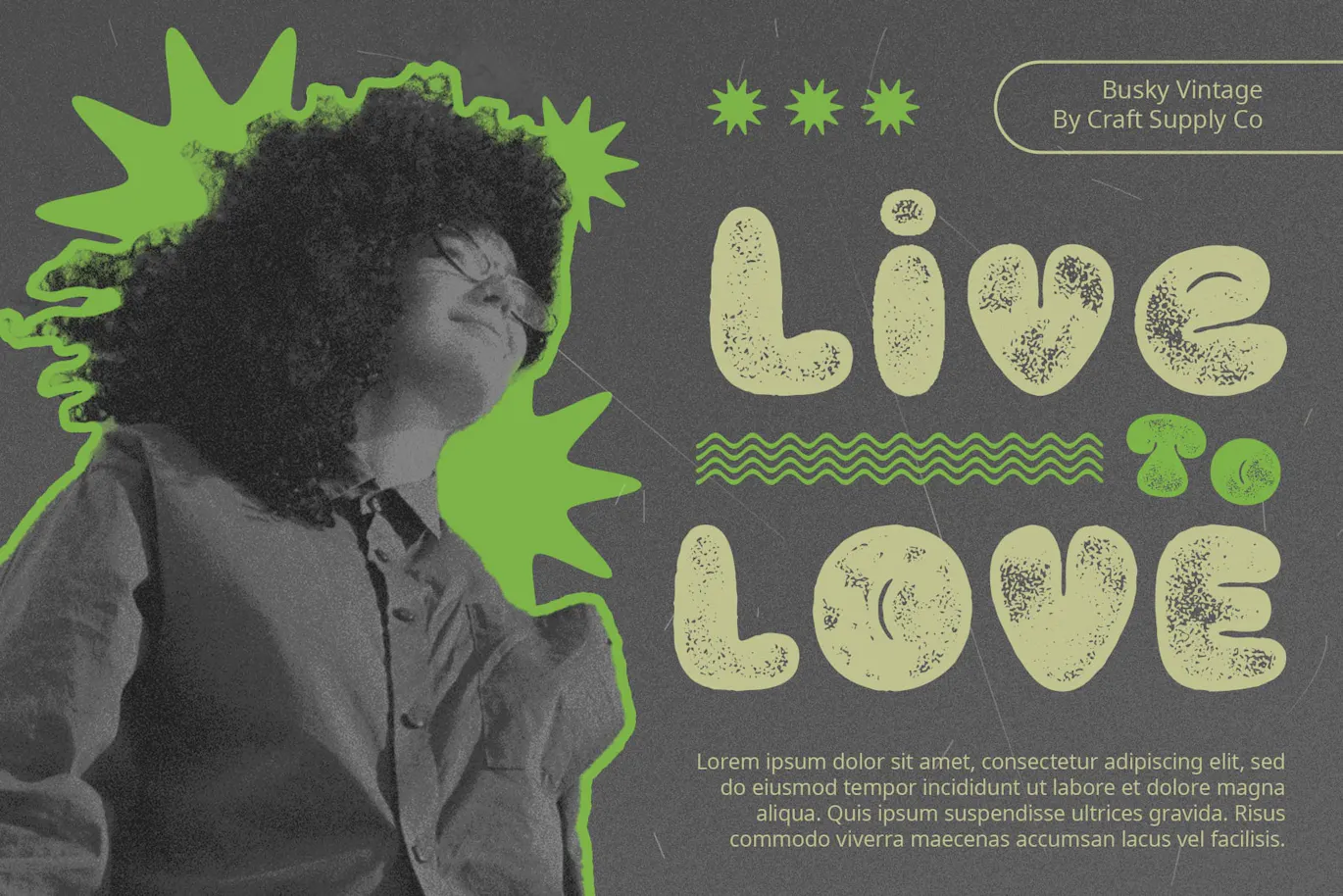 涂鸦纹理的英文泡泡气球装饰字体 - Busky Vintage