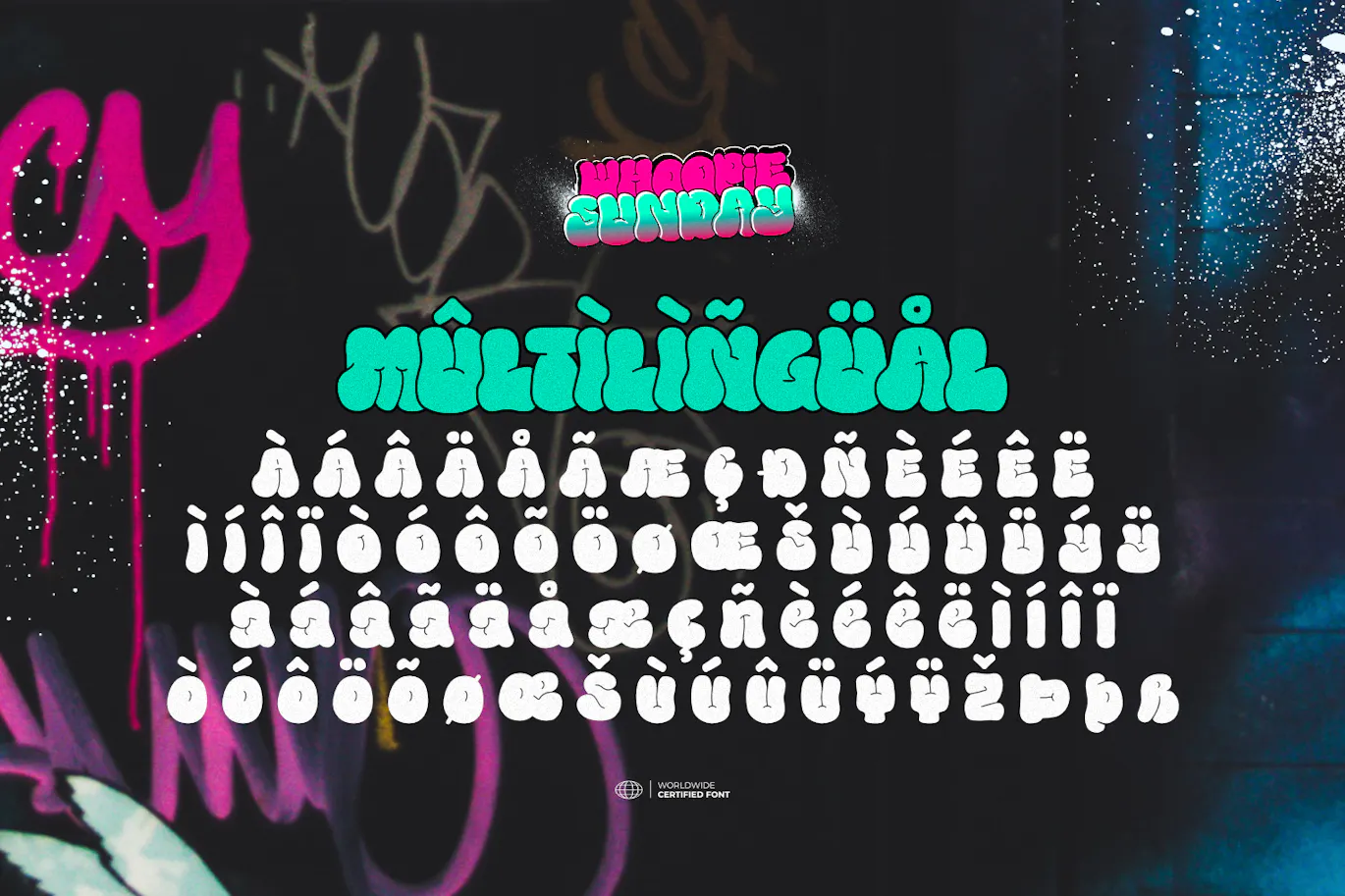 充满活力的泡泡英文涂鸦字体 - Whoopie Sunday