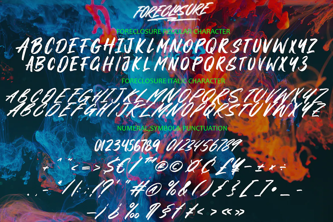 粗糙仿旧元素的英文手写笔刷字体 - Foreclosure - Brush Font