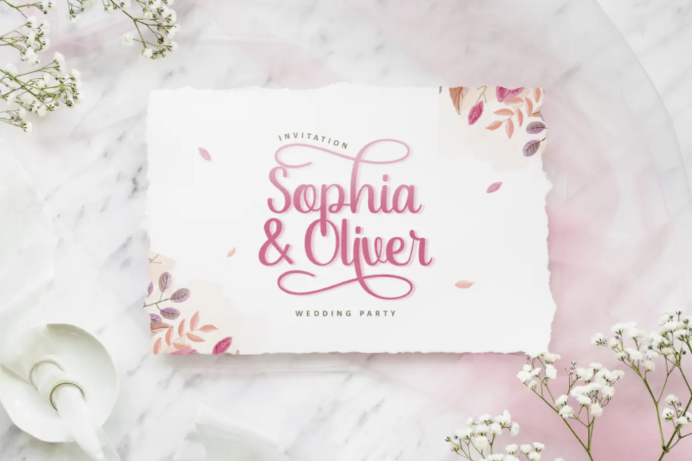 漂亮的现代风婚礼邀请函海报设计英文字体 - TS Sophia Oliver