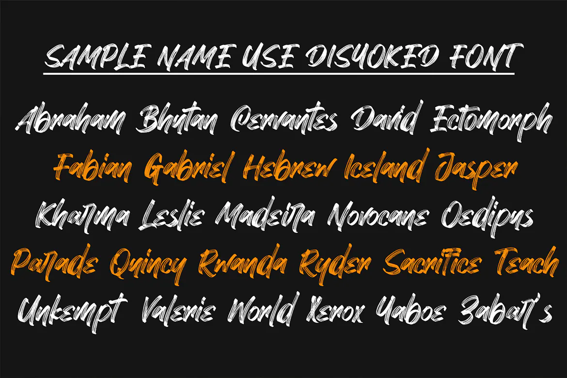 粗旷纹理的英文手写笔刷字体 - Disyoked - Textured Brush Font