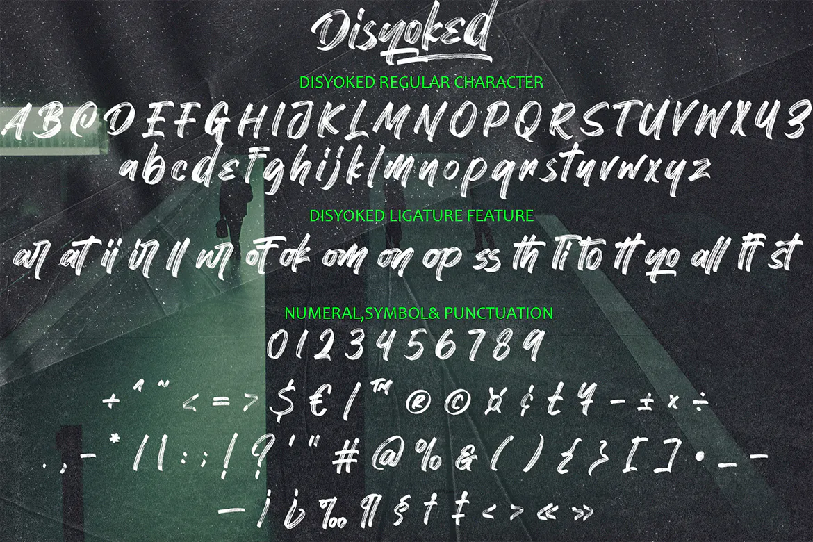 粗旷纹理的英文手写笔刷字体 - Disyoked - Textured Brush Font