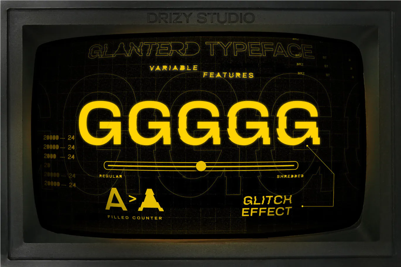 可变扭曲实验故障效果的英文装饰字体 Glanterd - Variable Glitch Typeface-6 可变扭曲实验故障效果的英文装饰字体 Glanterd - Variable Glitch Typeface