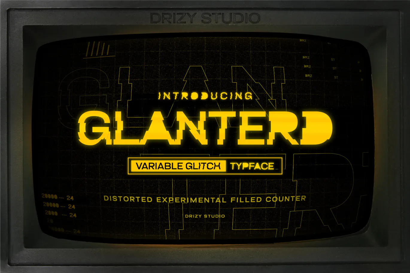 可变扭曲实验故障效果的英文装饰字体 Glanterd – Variable Glitch Typeface