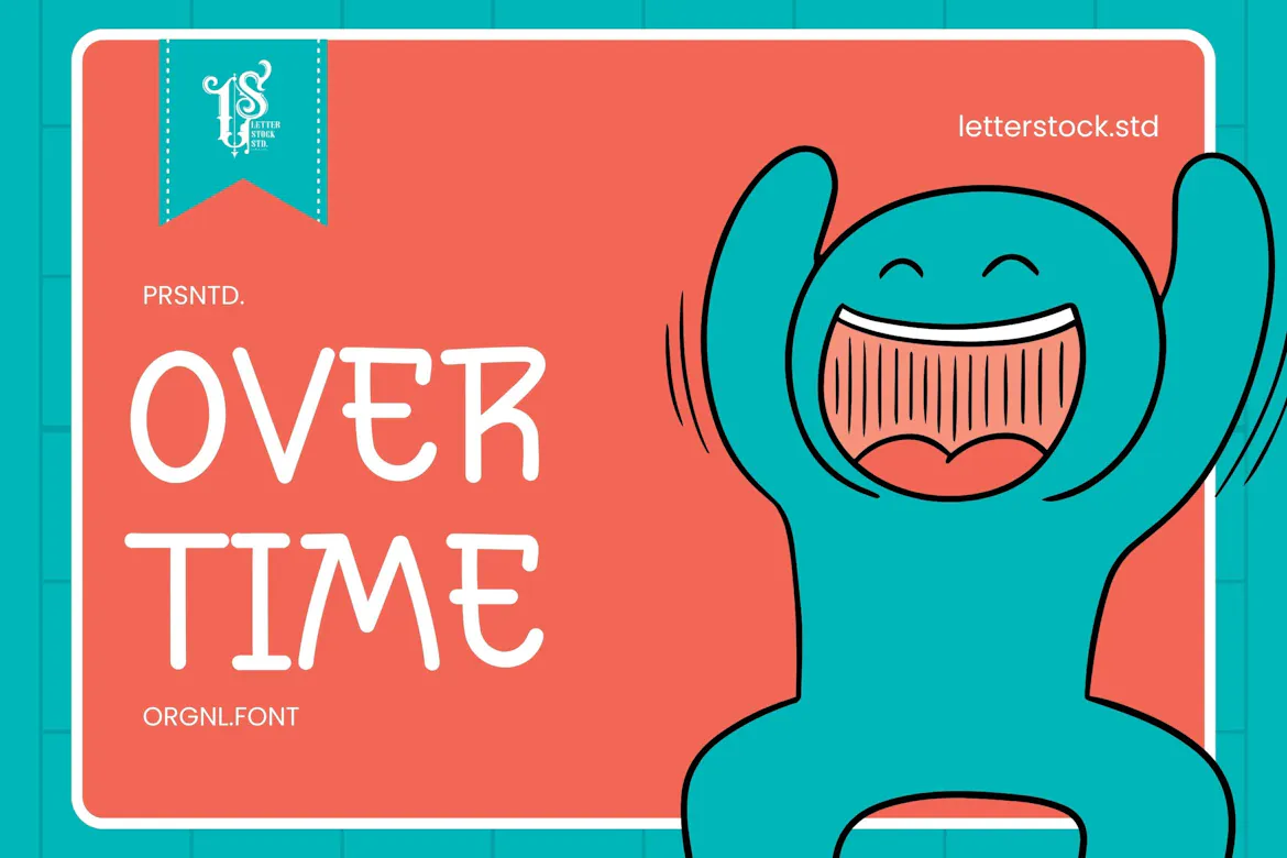 复古60年代装饰氛围的手绘字体 - Overtime