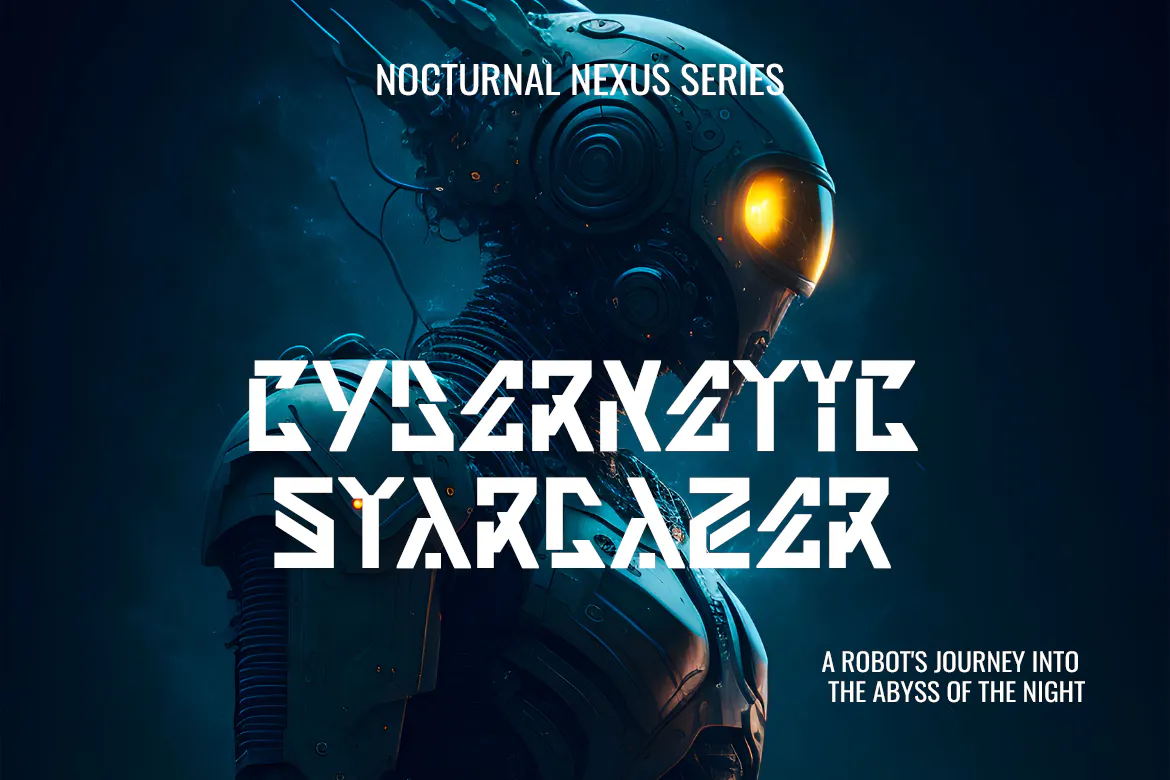 科幻未来电子赛博格机器感的英文装饰字体 - Qrunzvord