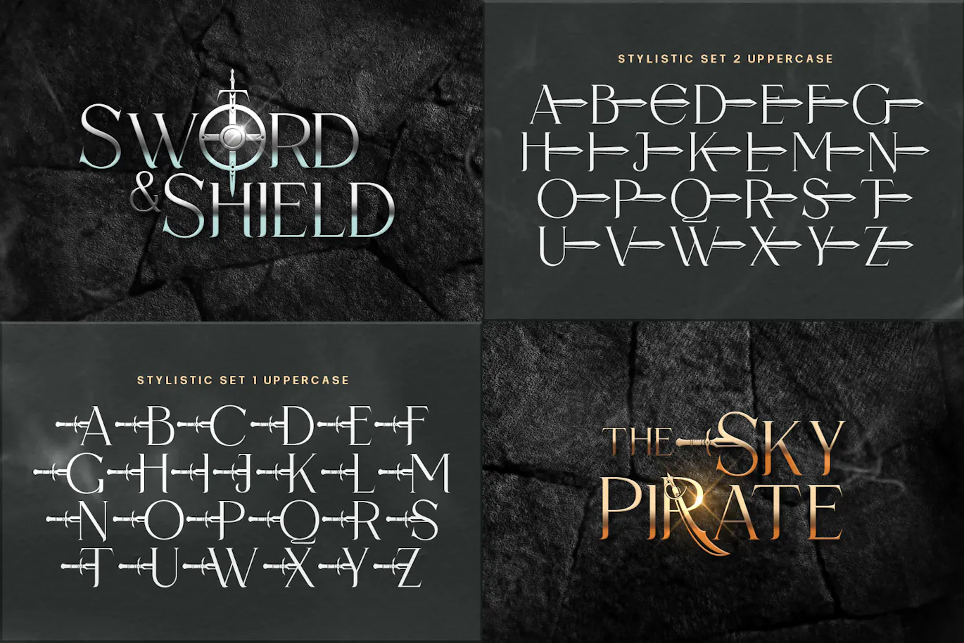 超级英雄和骑士题材的中世纪战争装饰字体 - Back Over