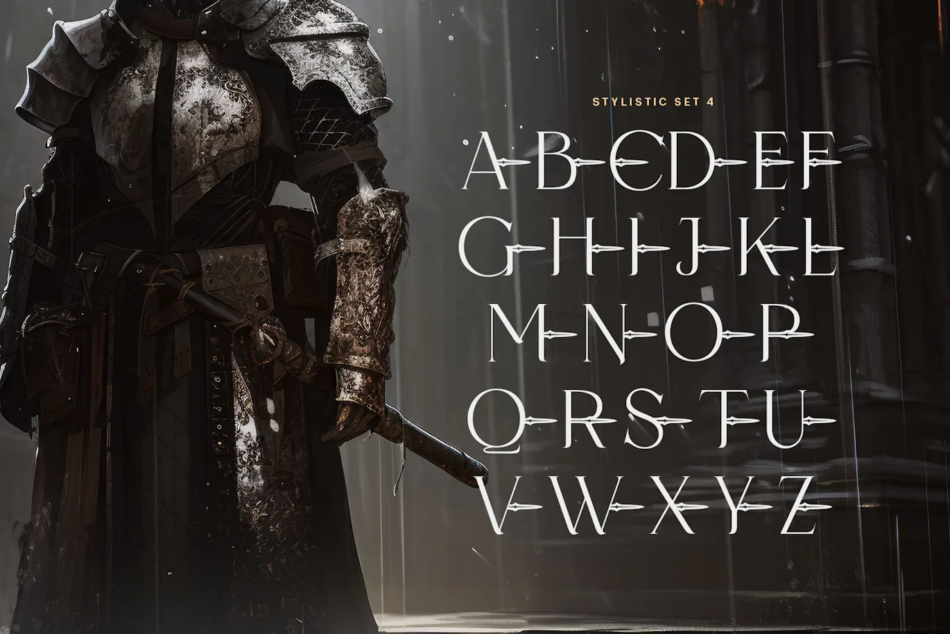 超级英雄和骑士题材的中世纪战争装饰字体 - Back Over