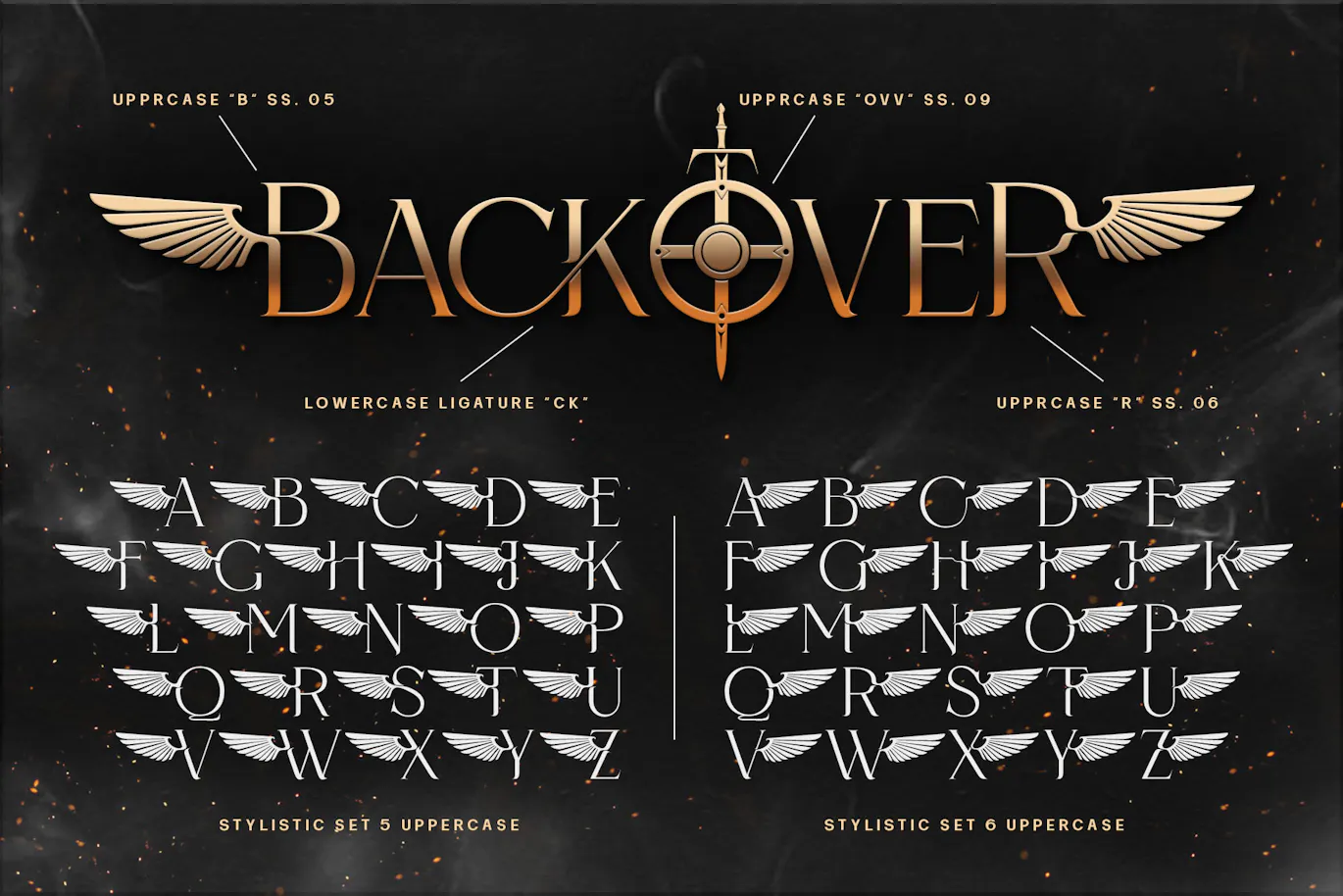 超级英雄和骑士题材的中世纪战争装饰字体 - Back Over