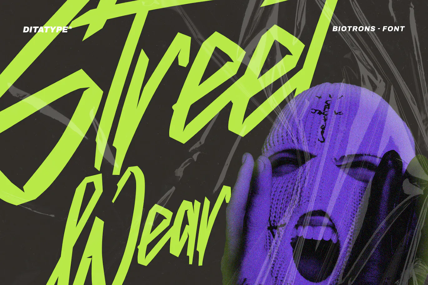 尖角笔触的英文手写涂鸦衬线字体 - Biotrons