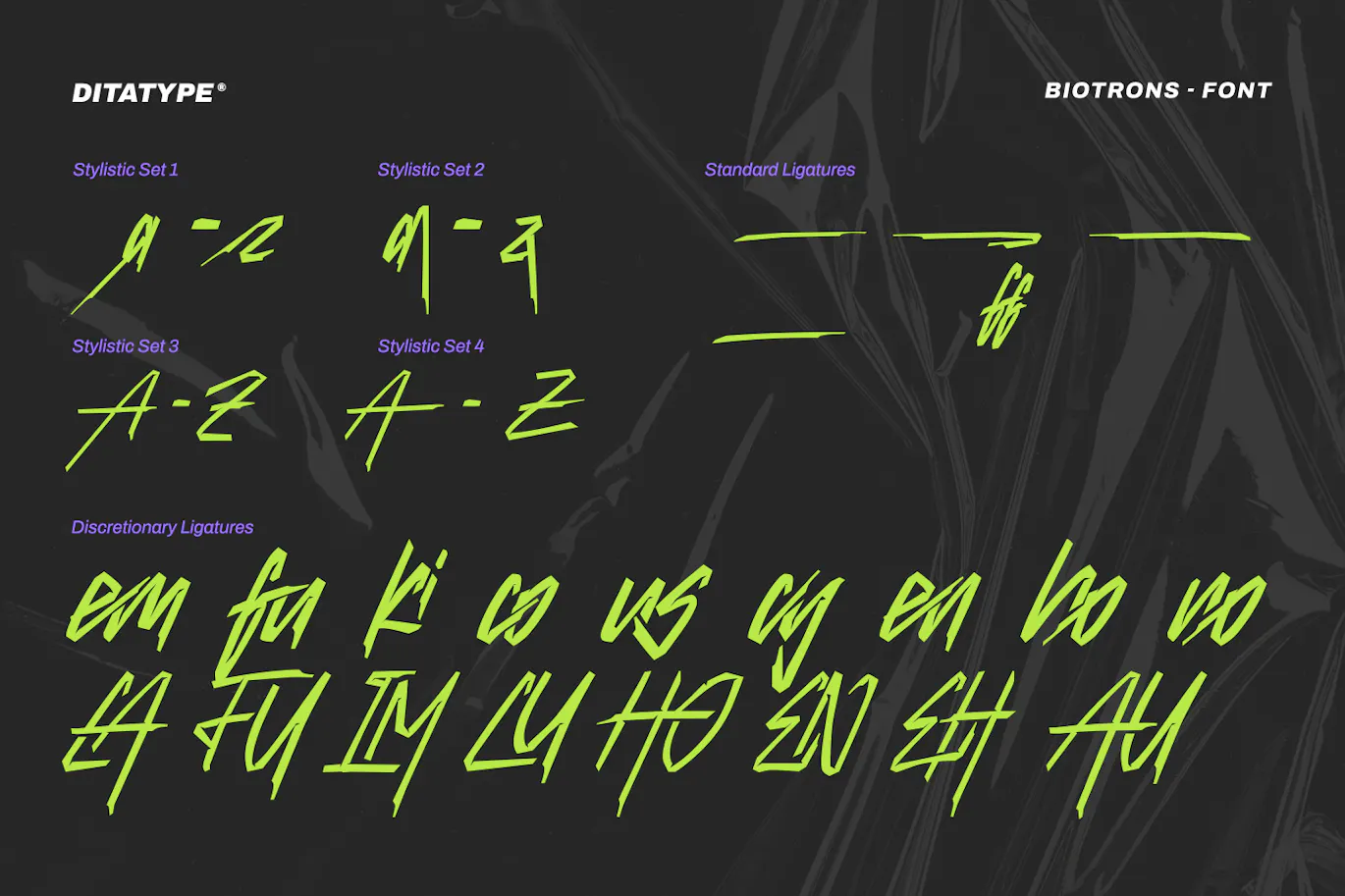 尖角笔触的英文手写涂鸦衬线字体 - Biotrons