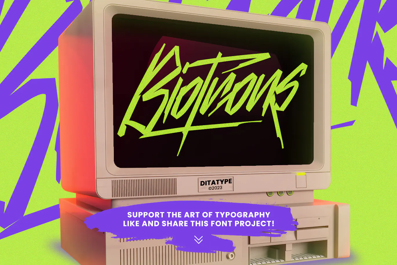 尖角笔触的英文手写涂鸦衬线字体 - Biotrons