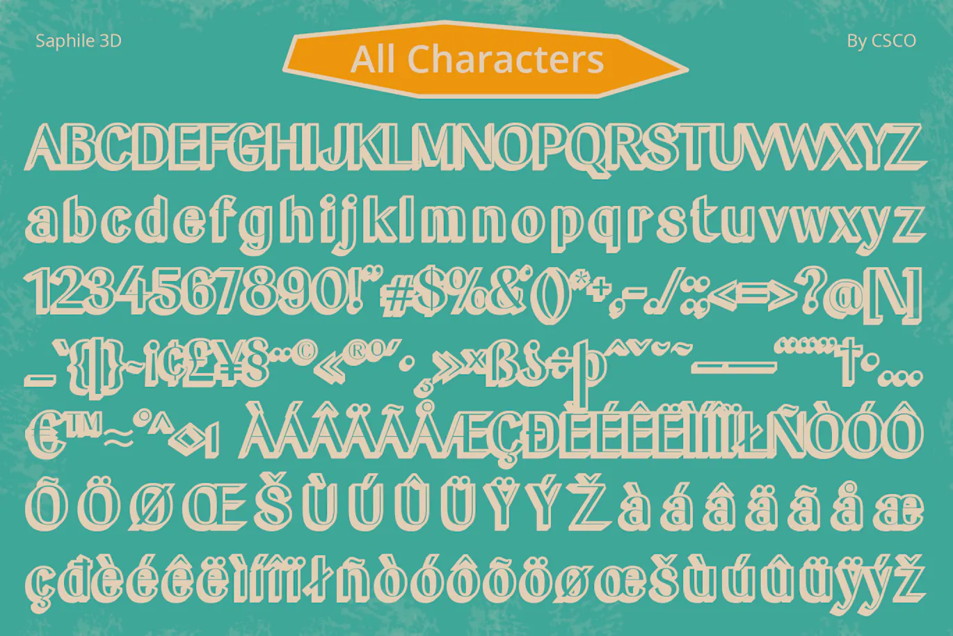 复古风格3D效果的无衬线装饰英文字体 - Saphile 3D-2 复古风格3D效果的无衬线装饰英文字体 - Saphile 3D