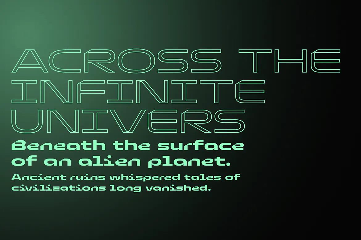 未来派高科技感的英文轮廓线条字体 - Genhead-1 未来派高科技感的英文轮廓线条字体 - Genhead