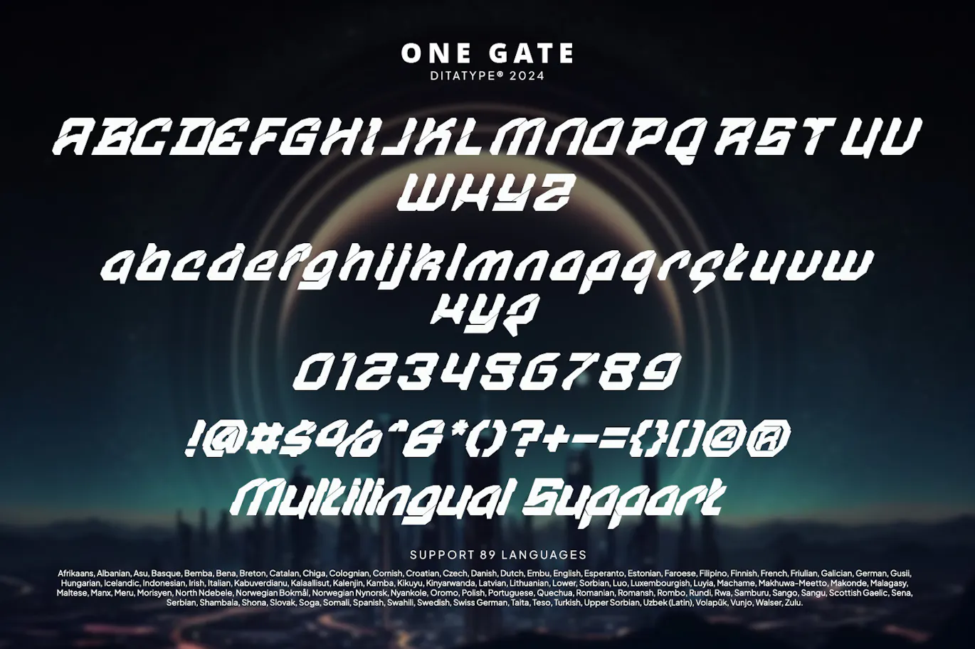 未来派美学的英文科技感装饰字体 - One Gate