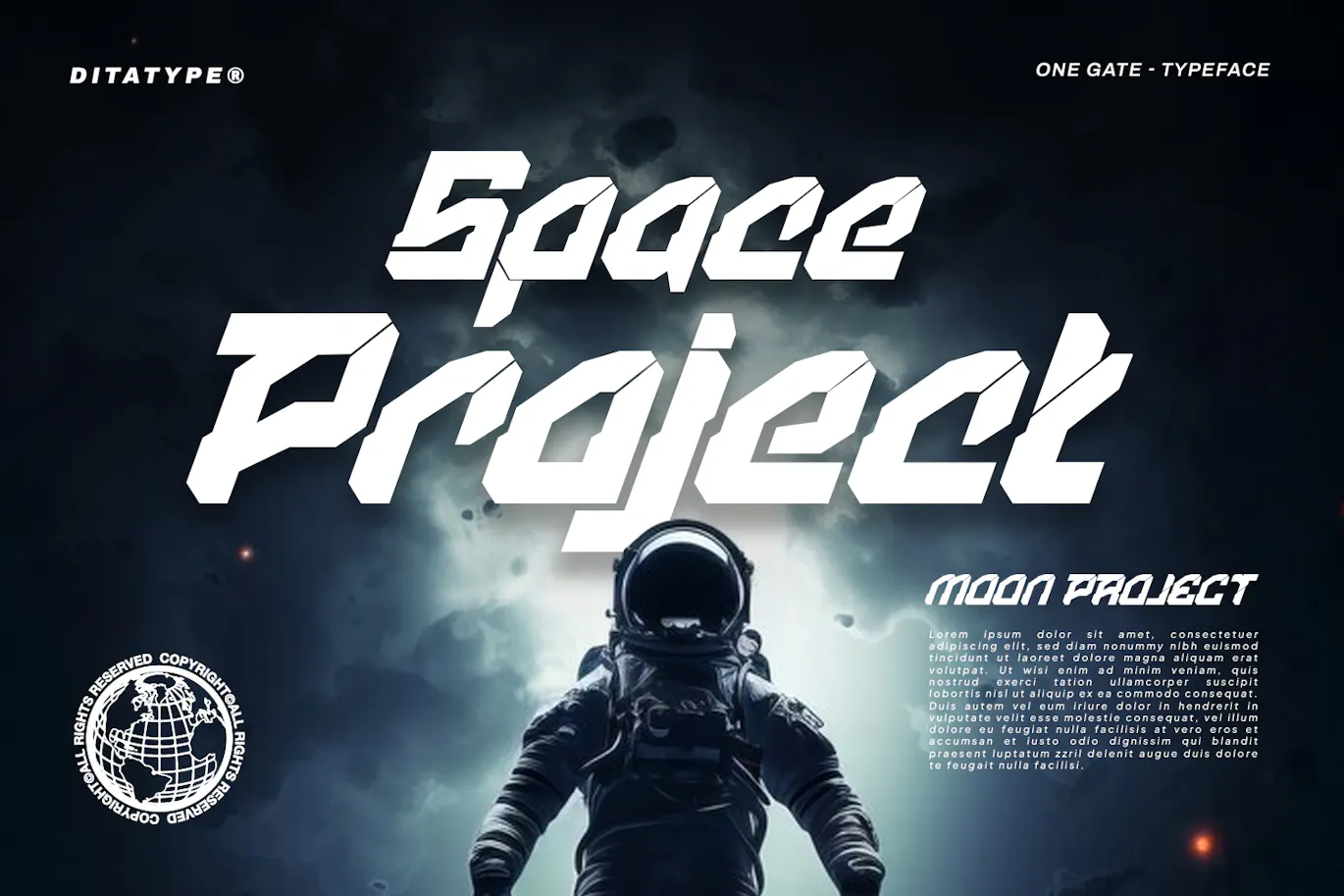 未来派美学的英文科技感装饰字体 - One Gate
