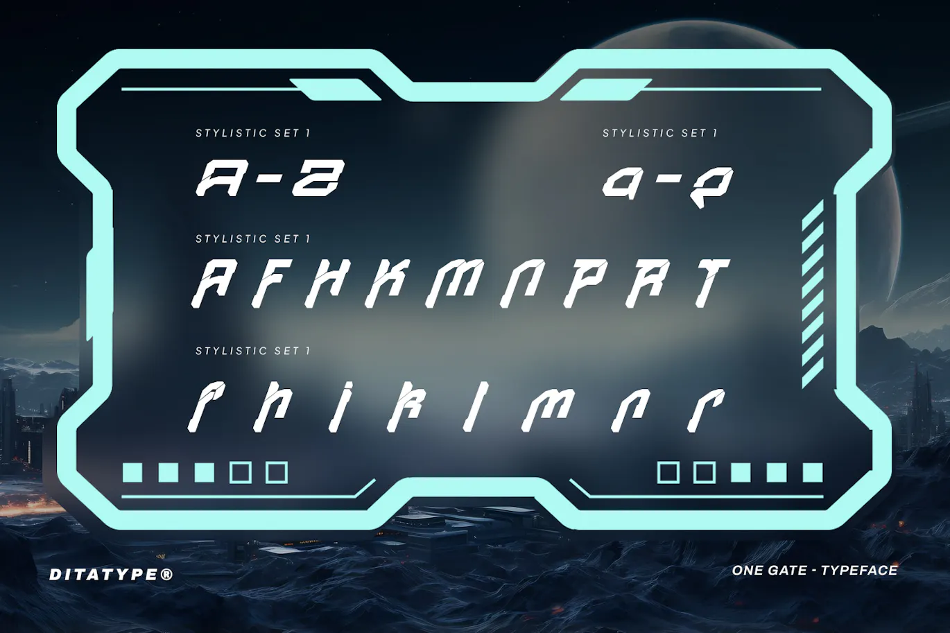 未来派美学的英文科技感装饰字体 - One Gate