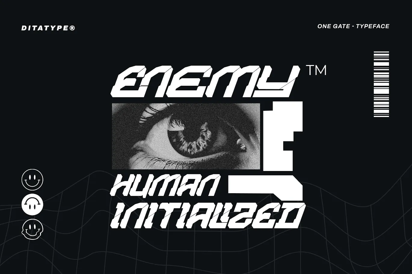 未来派美学的英文科技感装饰字体 - One Gate