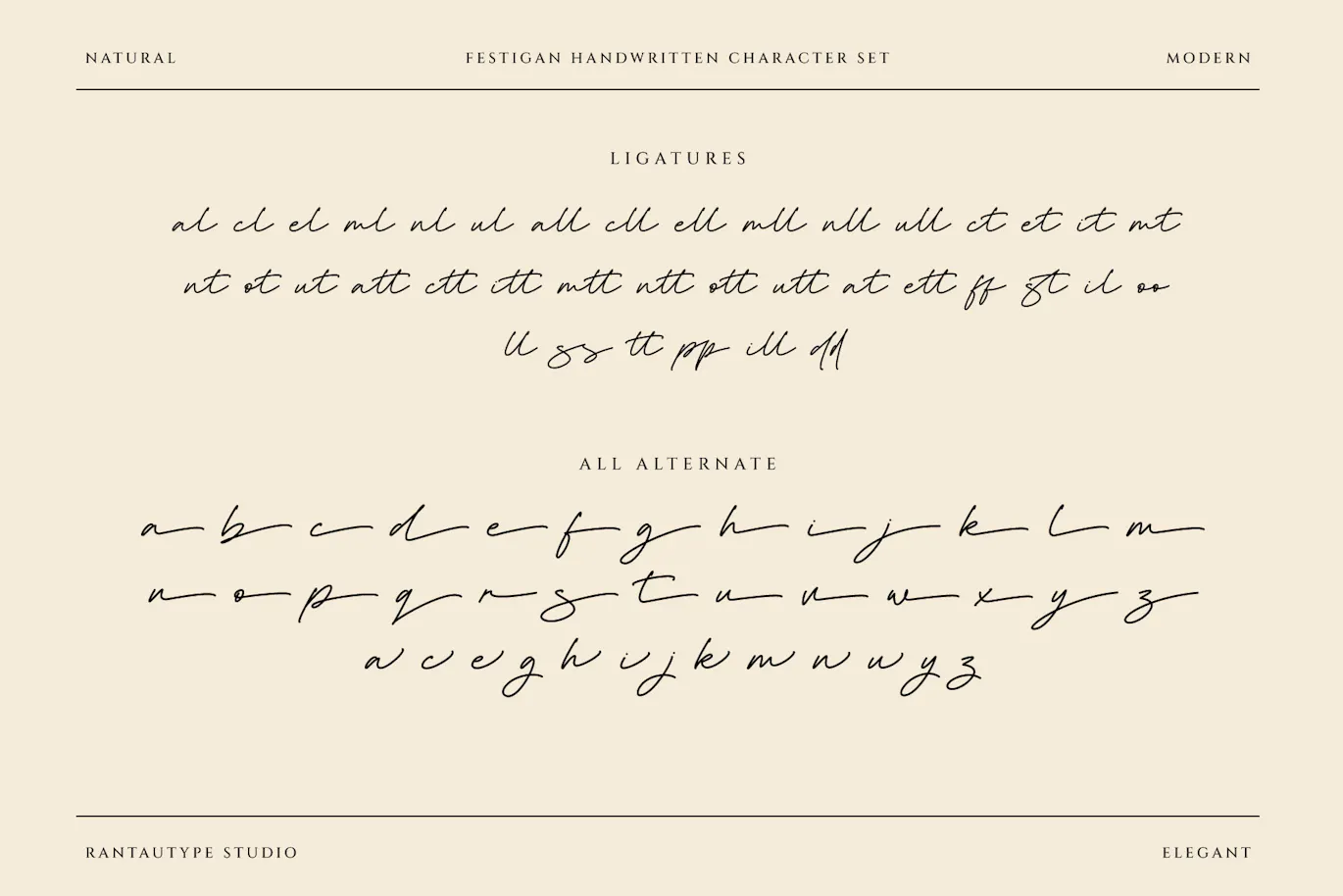 高级时装品牌的英文手写字体 - Festigan Business