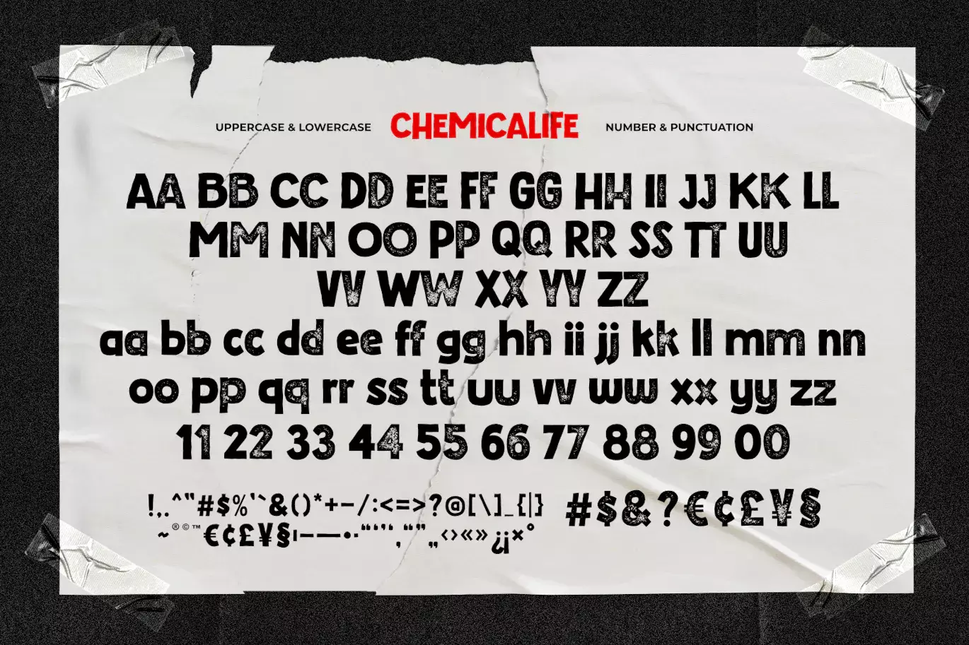 手绘凸版印刷效果的纹理英文字体 - Chemicalife