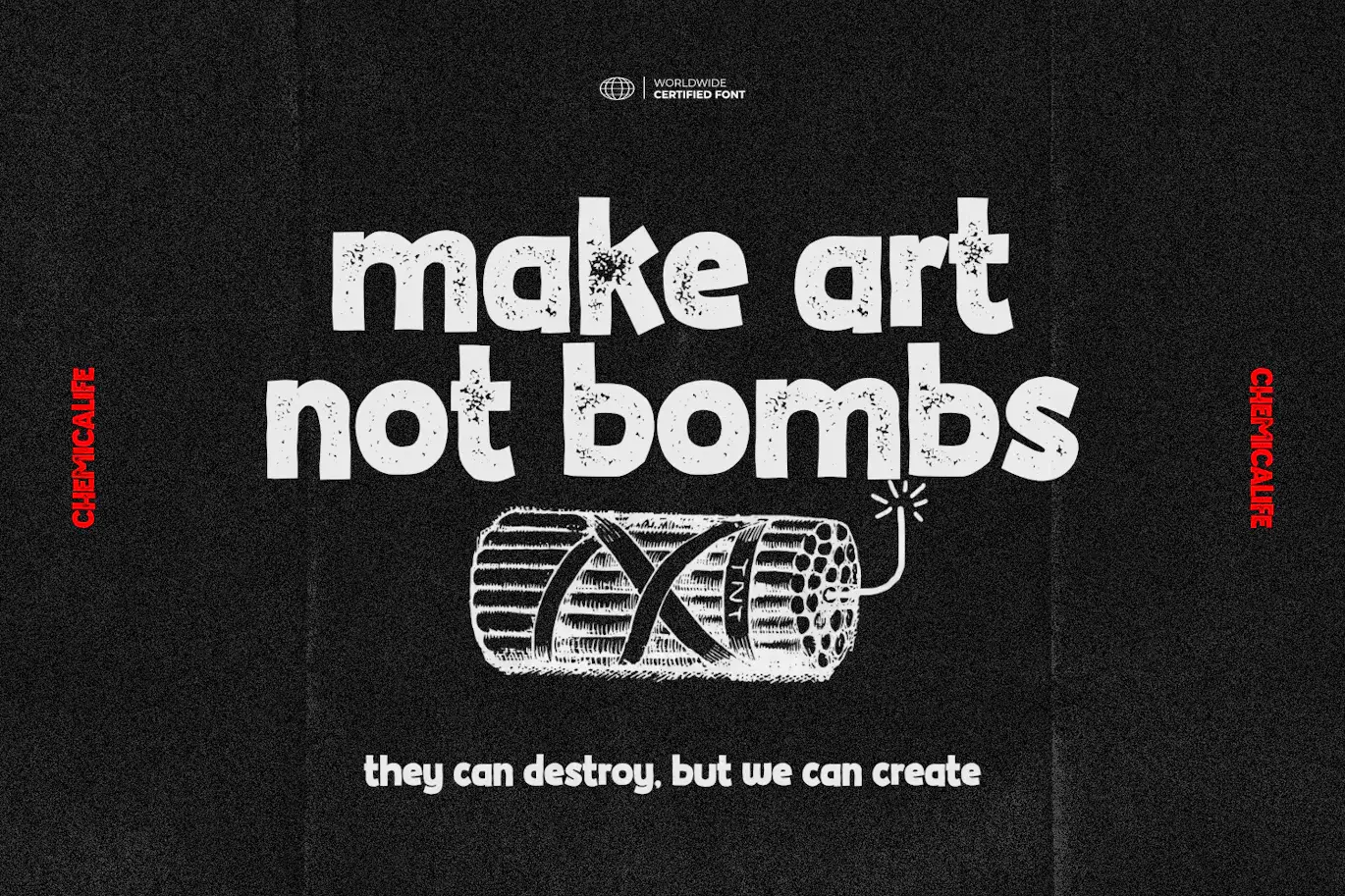 手绘凸版印刷效果的纹理英文字体 - Chemicalife