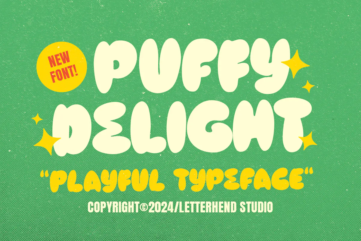 气泡字母的俏皮粗体英文字体 – Puffy Delight