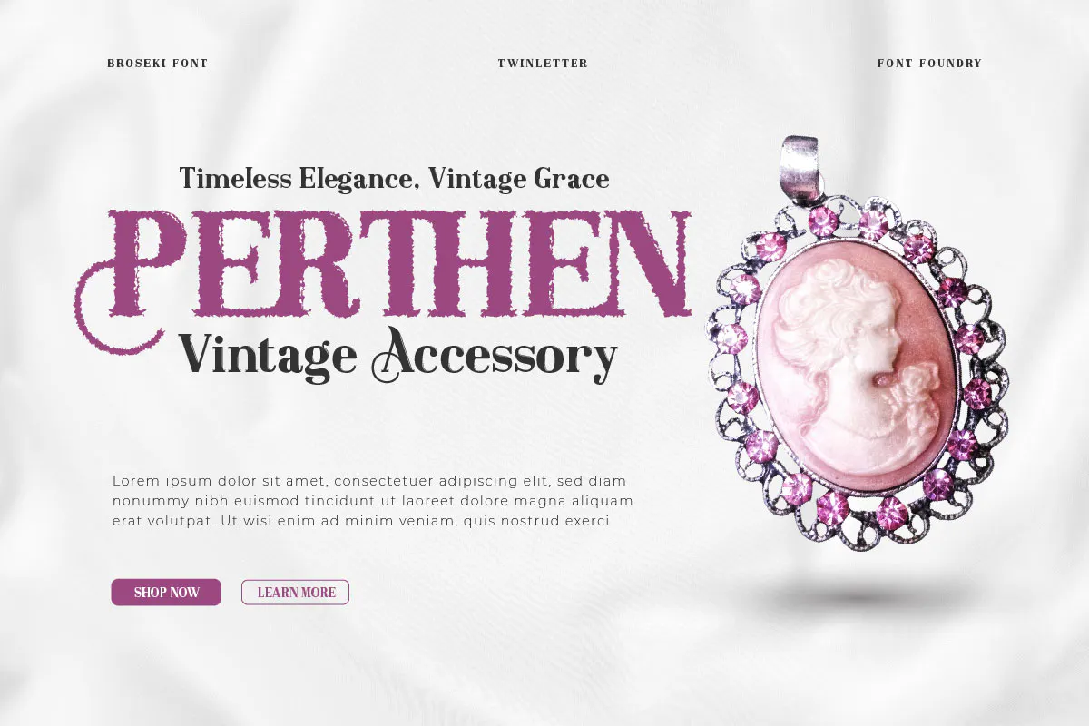 优雅奢华商品海报设计英文衬线字体 - Broseki Serif Display Font